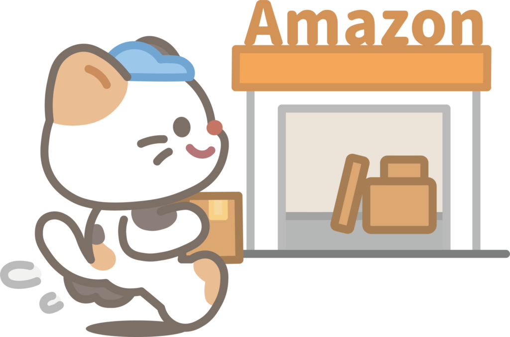 Amanonに荷物を届ける猫のイラスト
